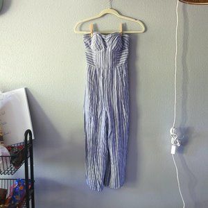 American Eagle Blue & White Striped Jumpsuit